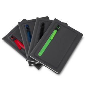 CAD 110 - Caderno de anotações com porta objetos na capa