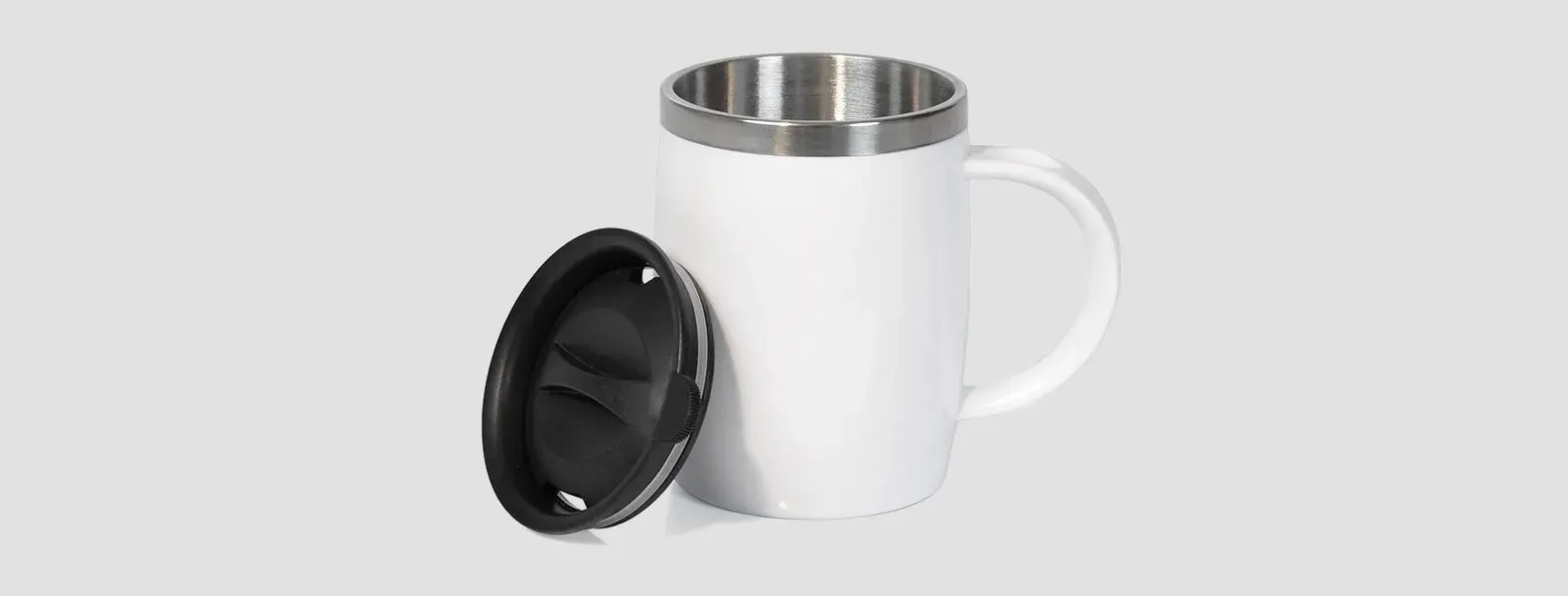 CANECA EM AÇO INOX / POLIESTIRENO - 400 ML