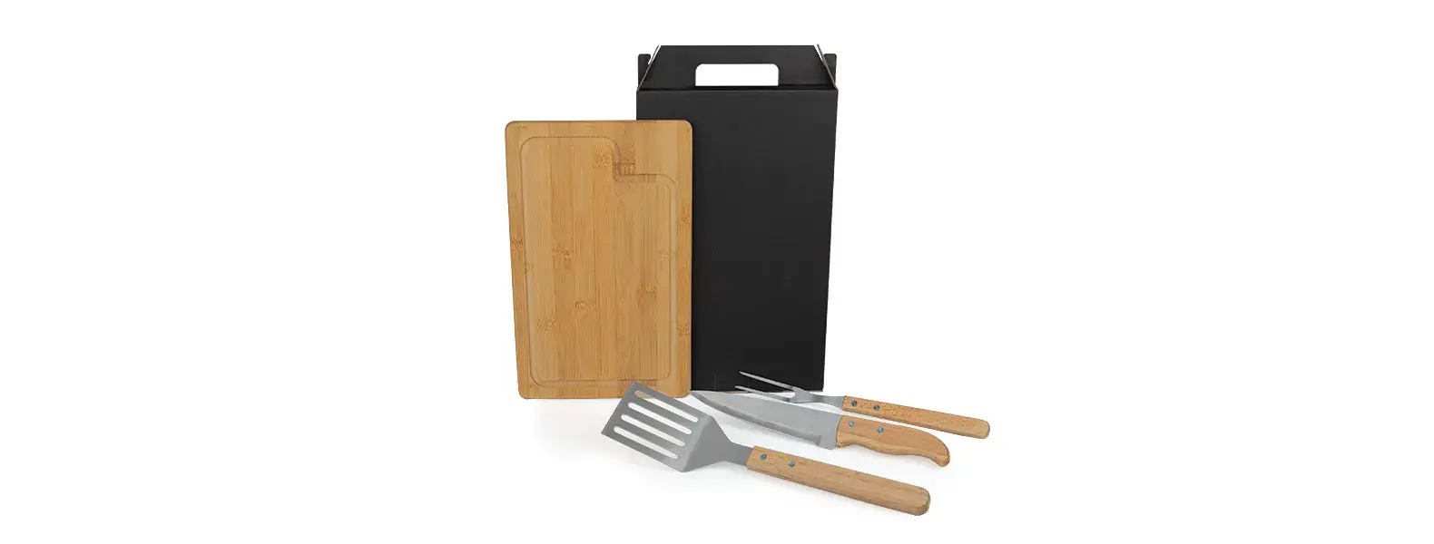 CONJ. PARA CHURRASCO/HAMBÚRGUER COM ESPÁTULA - 4 PÇS