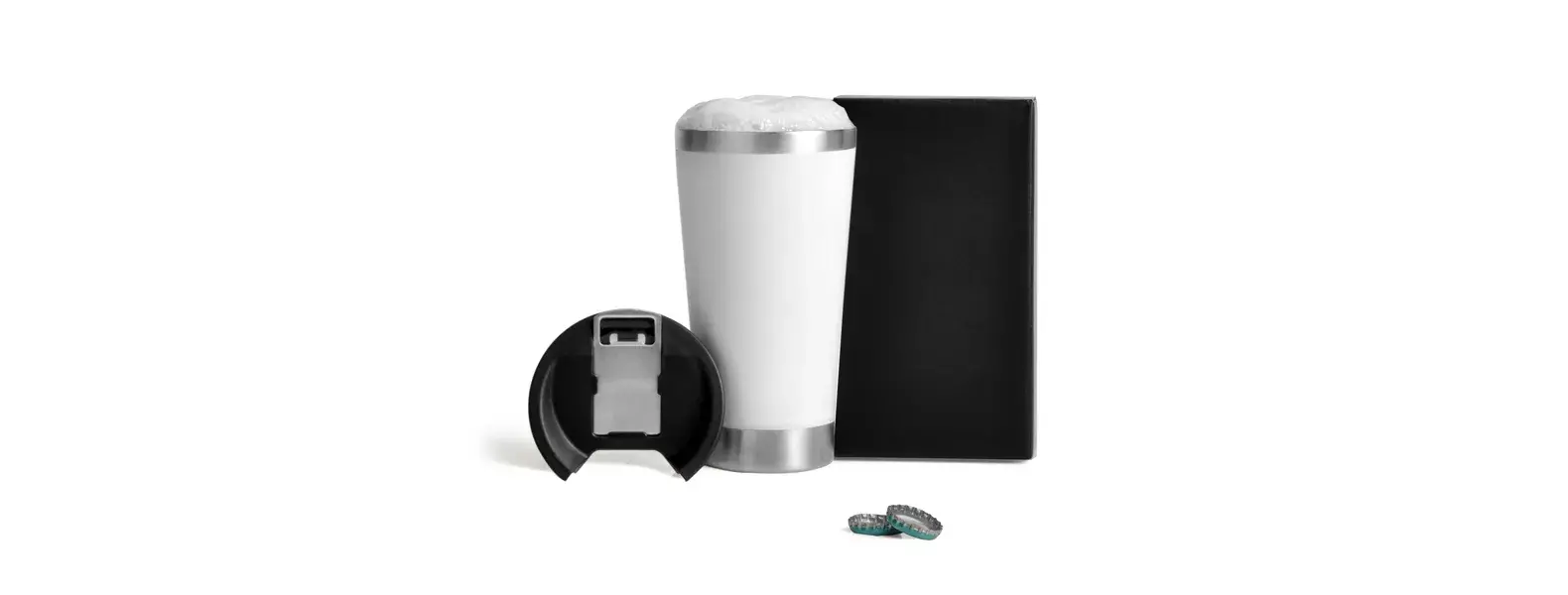 COPO TÉRMICO C/ TAMPA E ABRIDOR - BRANCO - 500 ML
