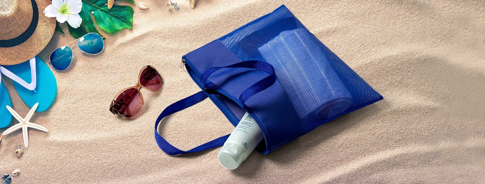 SACOLA DE MÃO EM NYLON 600 E TELA SANET - AZUL